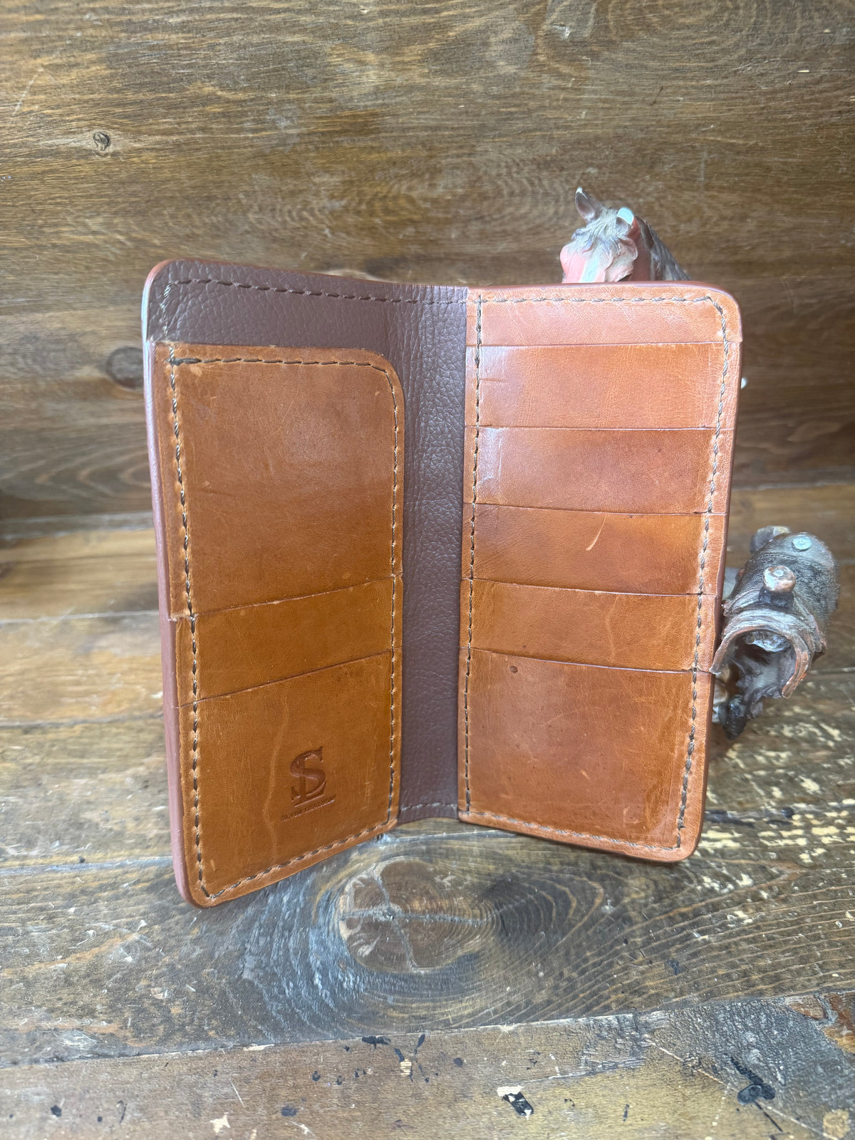 Rustic Brown crocodile belly long rodeo wallet