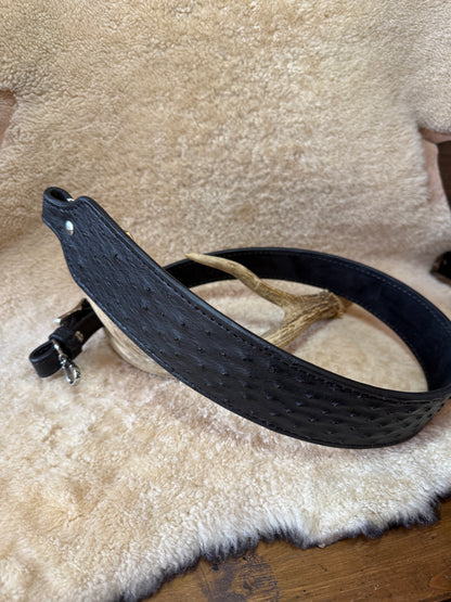 Black/Chrome ostrich skin luxury rifle Sling
