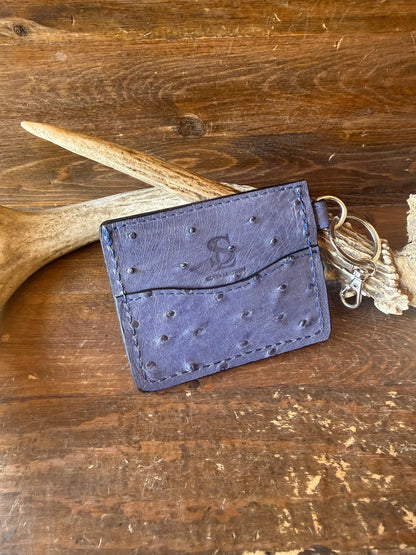 Blue Jean ostrich full quails cardholder/minimalist wallet
