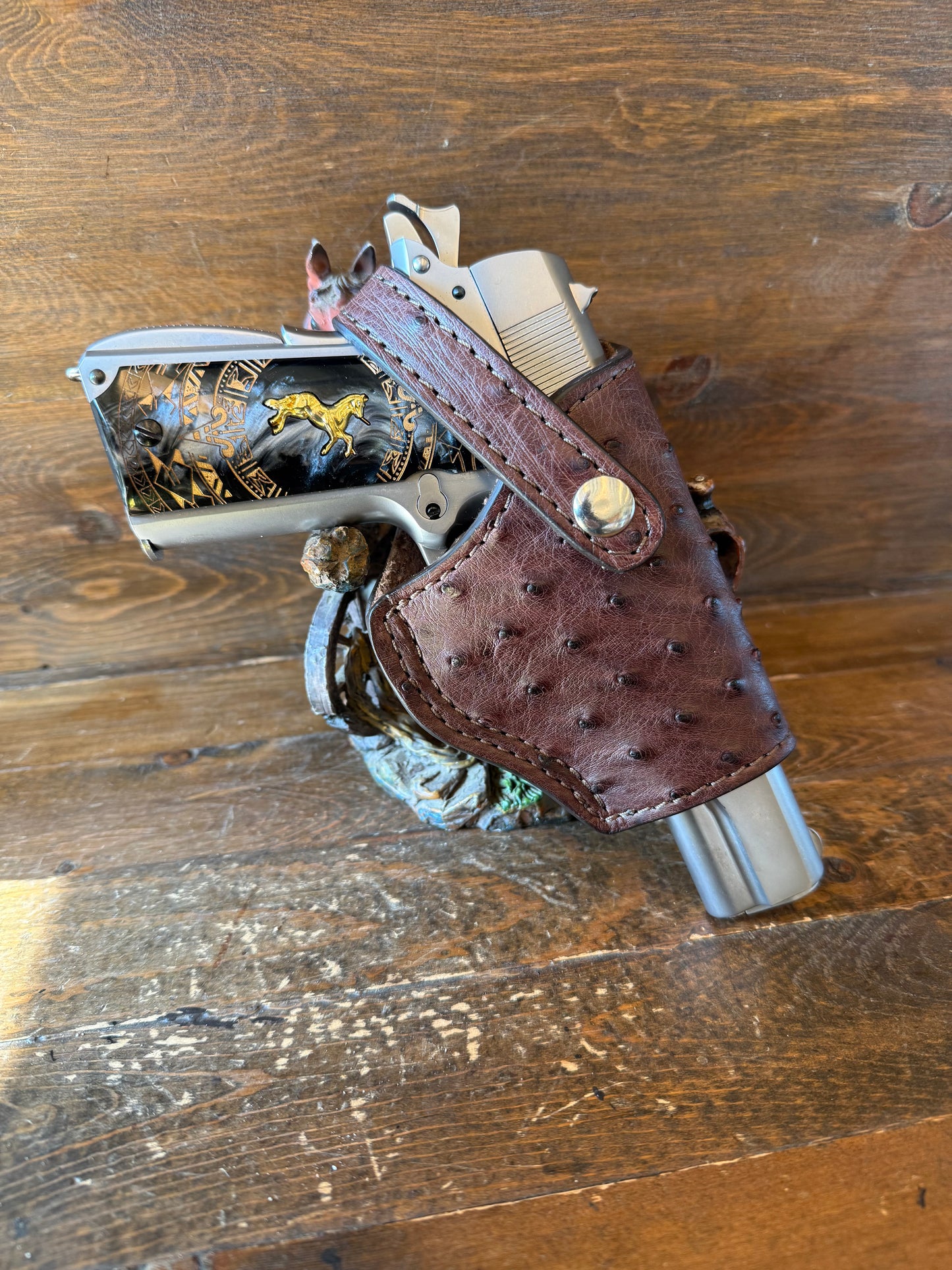 Dark Brown ostrich skin medium holster ( 1911 )