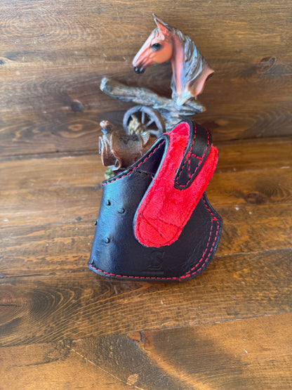 Black/Red Ostrich skin compact holster (Glock)
