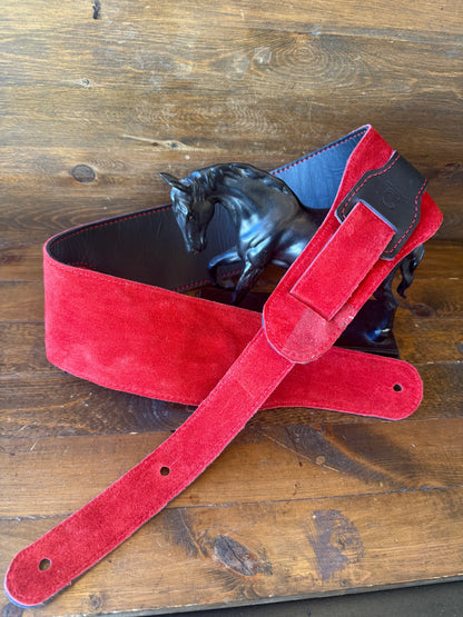 Red ostrich guitar strap