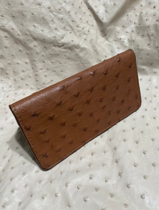 Brown ostrich checkbook cover