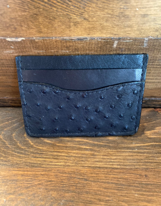 Black ostrich skin cardholder