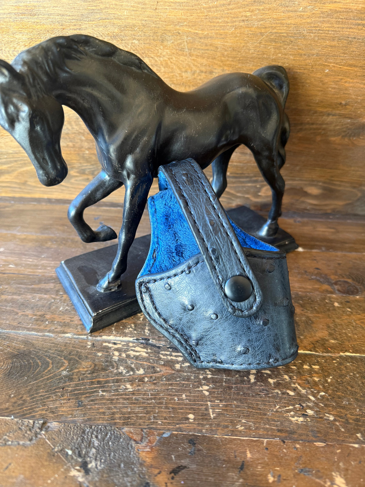 Black Navy- Blue ostrich skin compact holster ( 1911, High Power )