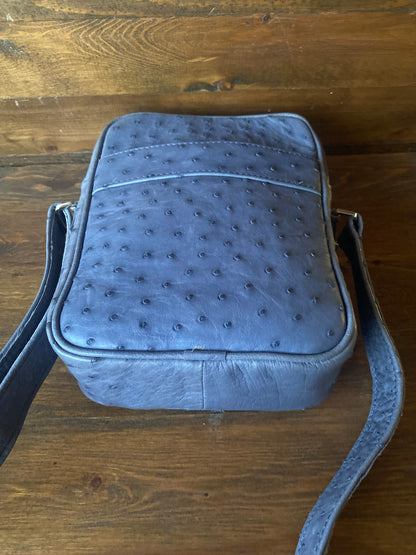 Gray ostrich skin crossbody bag