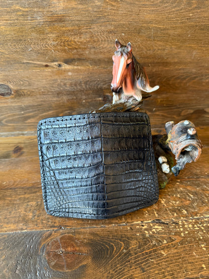 Black crocodile skin  compact  wallet