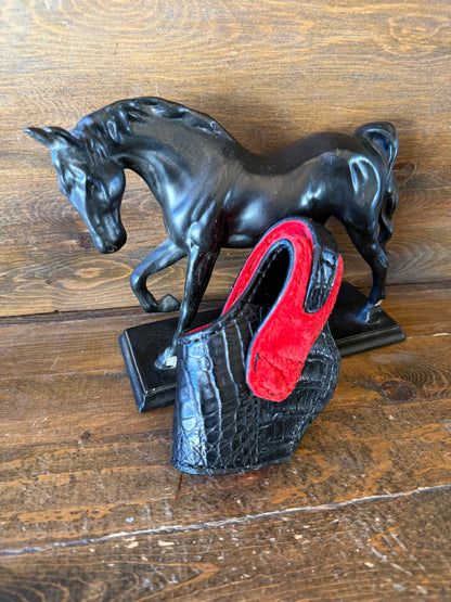 Black/red crocodile belly skin compact holster (1911)