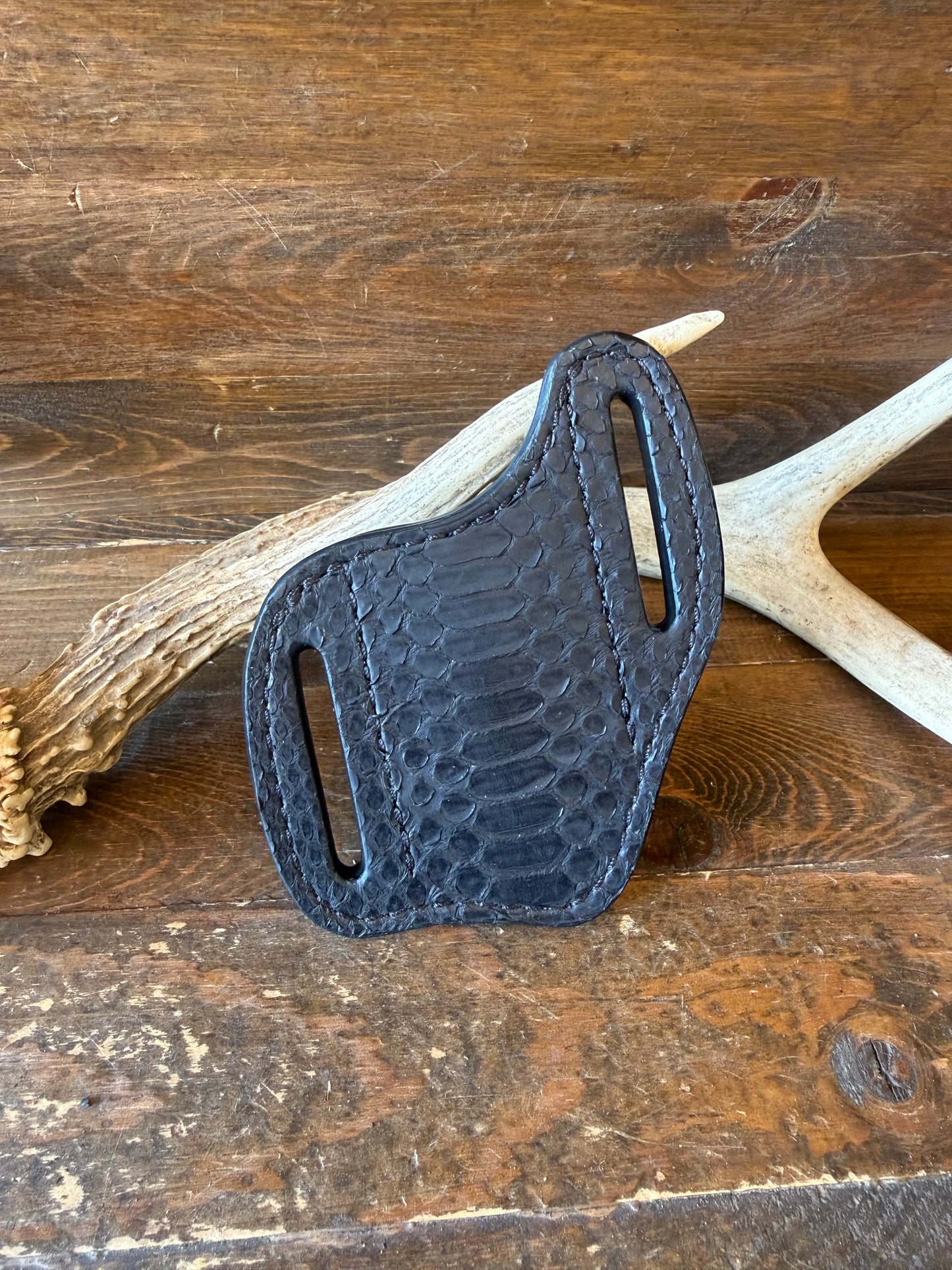 Matte black snake skin knife sheath