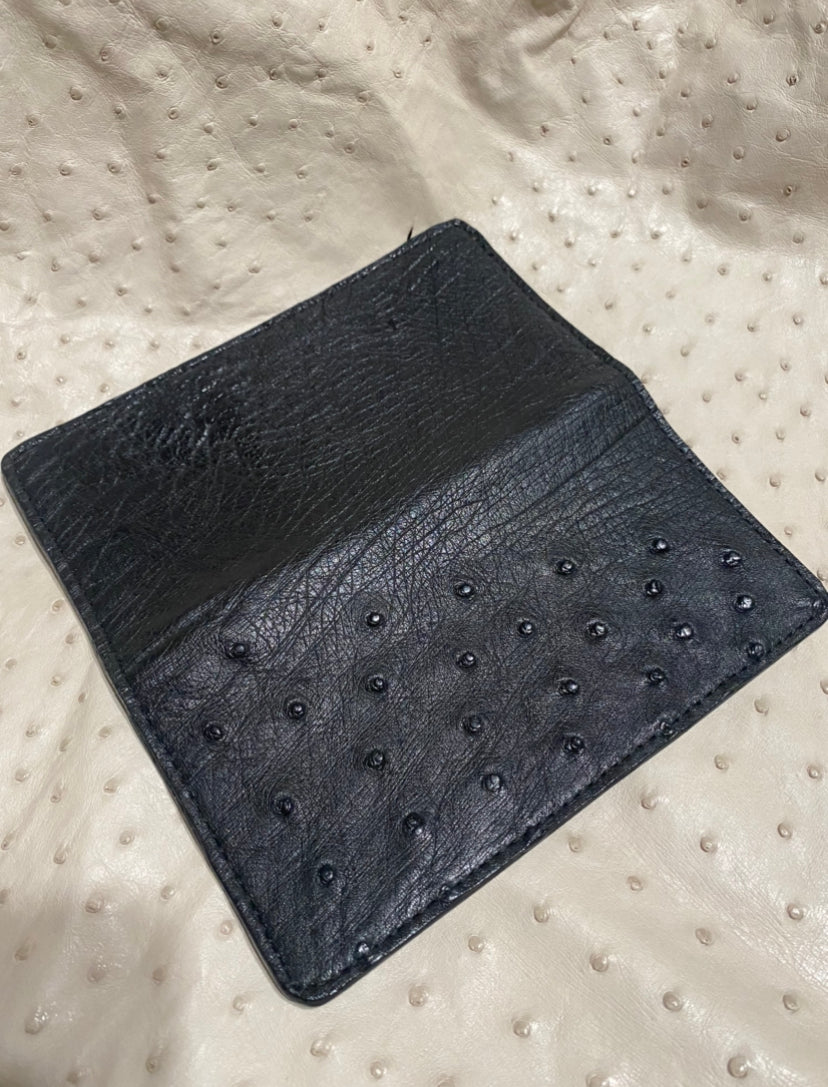 Black ostrich checkbook cover