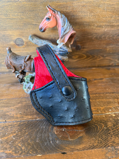 Black/red ostrich skin compact holster (1911)