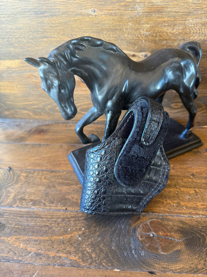 Black/Gold crocodile belly compact holster (1911)