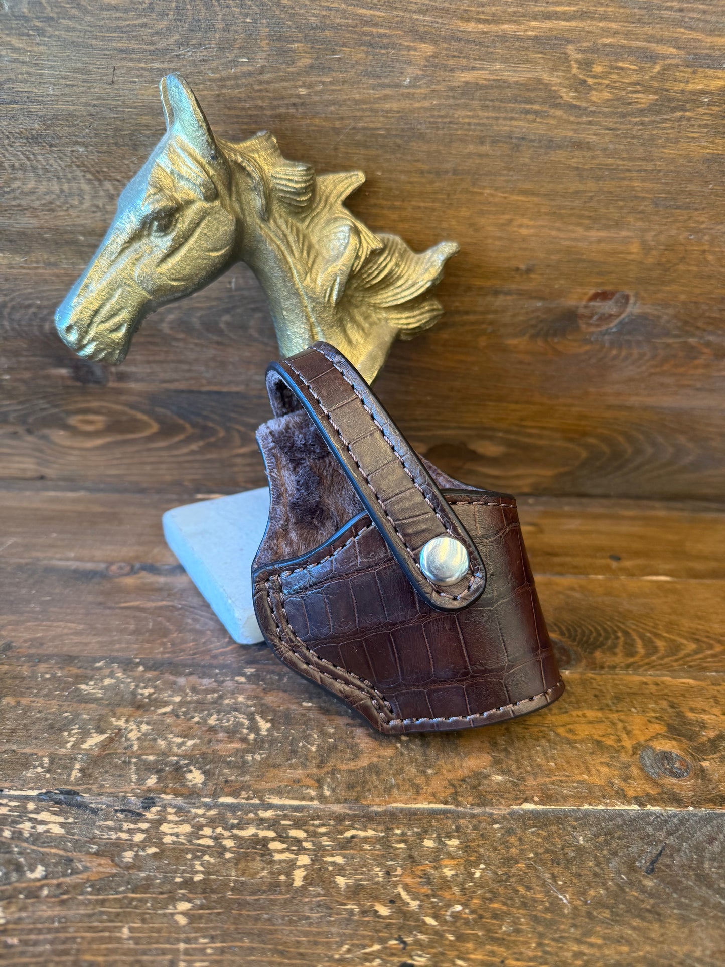 Brown/Chrome  alligator belly compact holster (1911)