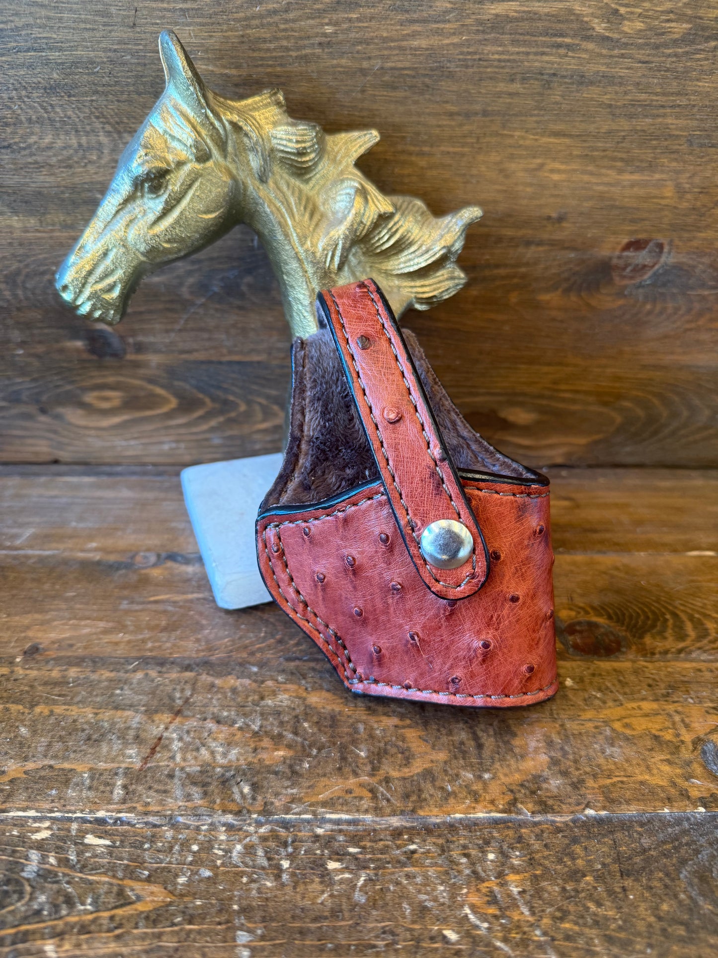 Brandy/Chrome ostrich skin compact holster ( 1911 )