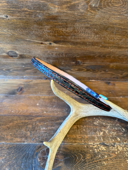 Black/red crocodile skin Hatband