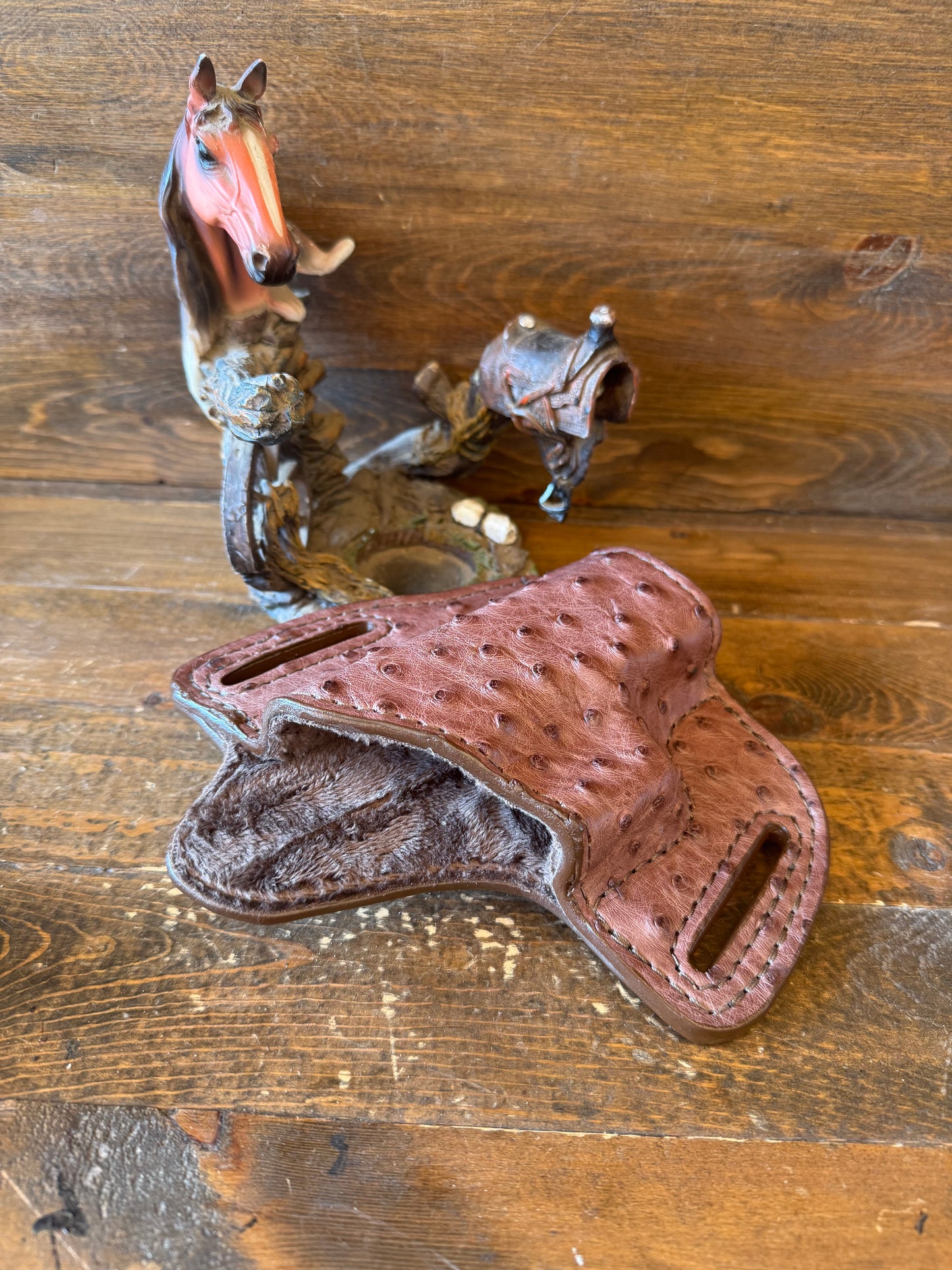 Rustic brown ostrich skin luxury holster ( Glock )