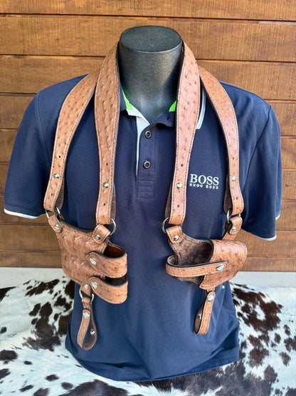 Almond Brown Ostrich Skin Luxury Shoulder Holsters ( 1911 )