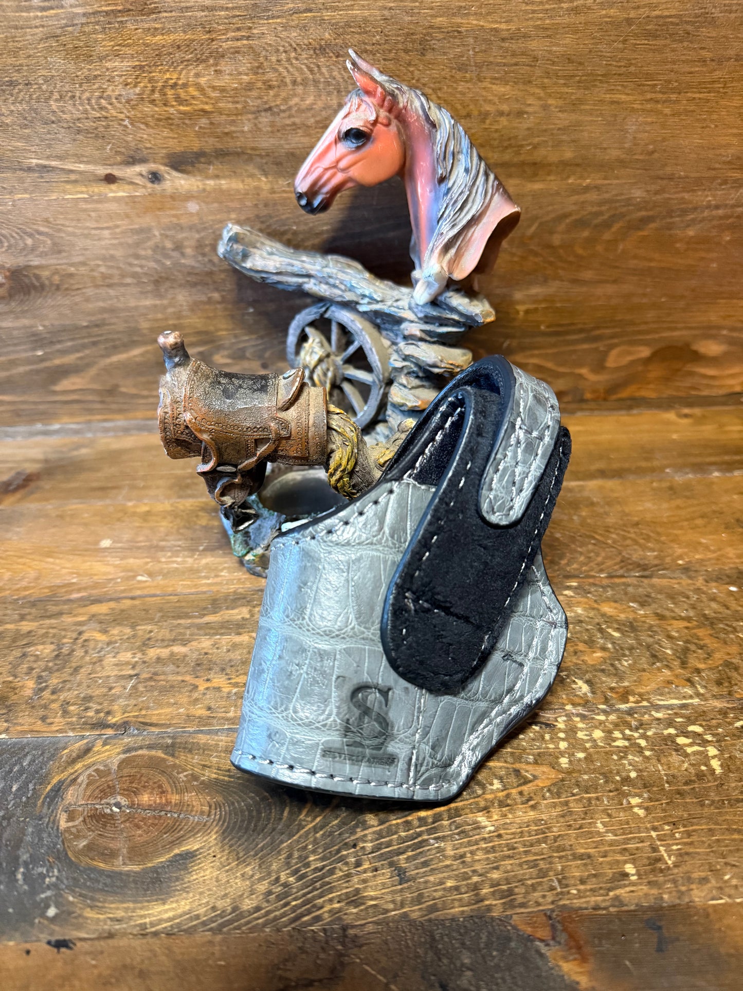 Gray/Black Alligator belly compact holster (1911) ( High-Power )