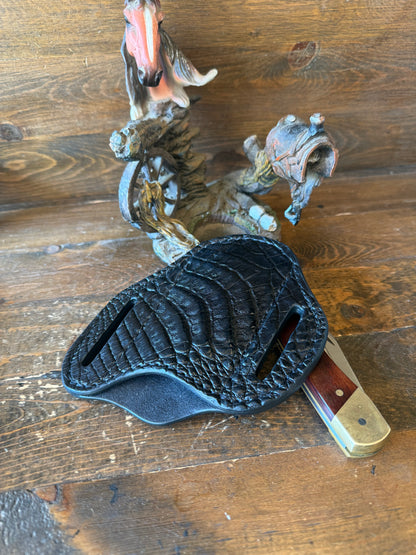 Black Big crocodile belly knife sheath