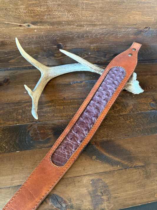Brown ostrich skin rifle sling