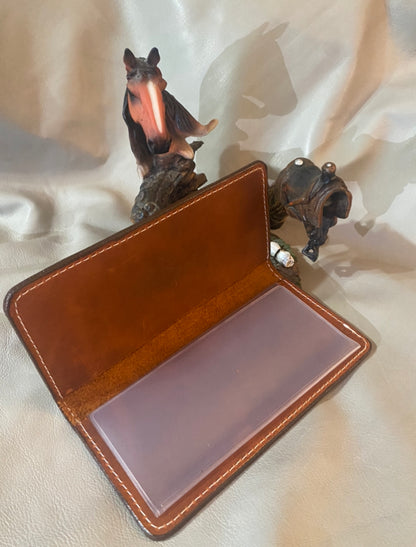 Tan Oil leather checkbook cover