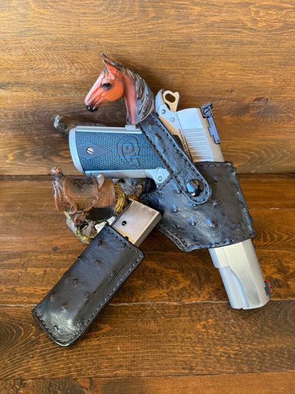 Black ostrich compact holster/1 magz set. (1911)