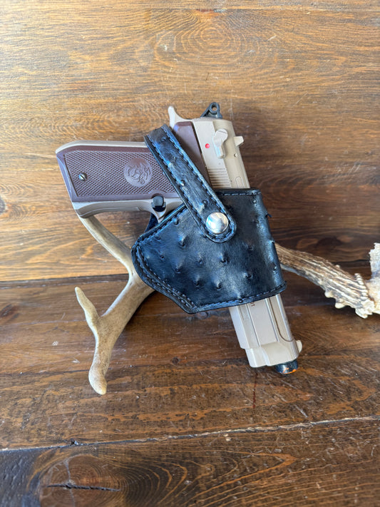 Black/chrome Ostrich compact holster ( Beretta )
