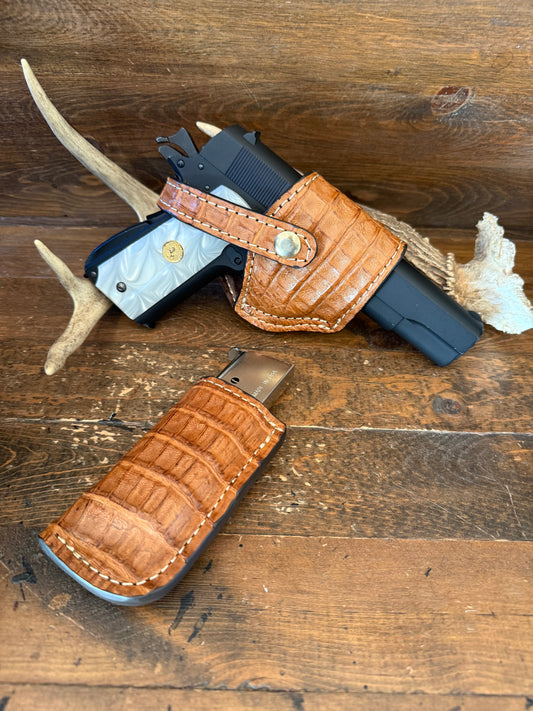 Honey crocodile compact luxury holster set ( 1911 )