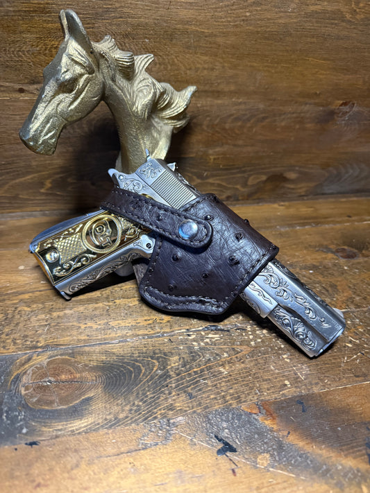 Nicotine Brown/Chrome ostrich skin compact holster ( 1911 ) ( High-Power )