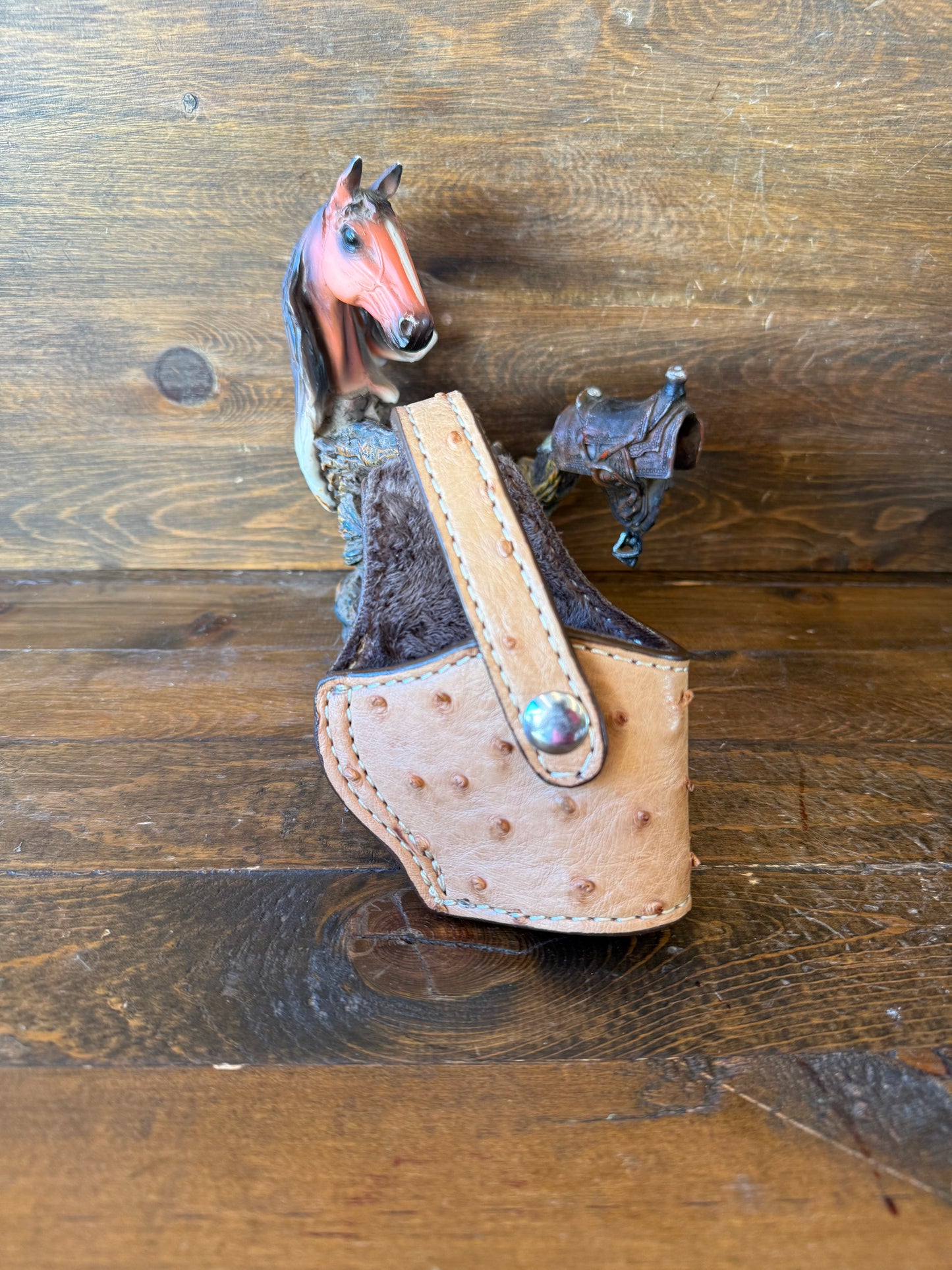 Honey/chrome ostrich skin compact holster (1911)