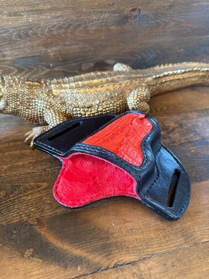 Red/black crocodile tail skin luxury holster (1911)