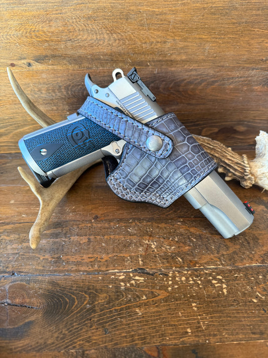 Dark gray alligator belly skin compact holster. ( 1911 )