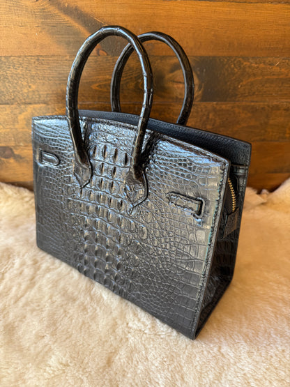 Black crocodile deluxe women’s handbag