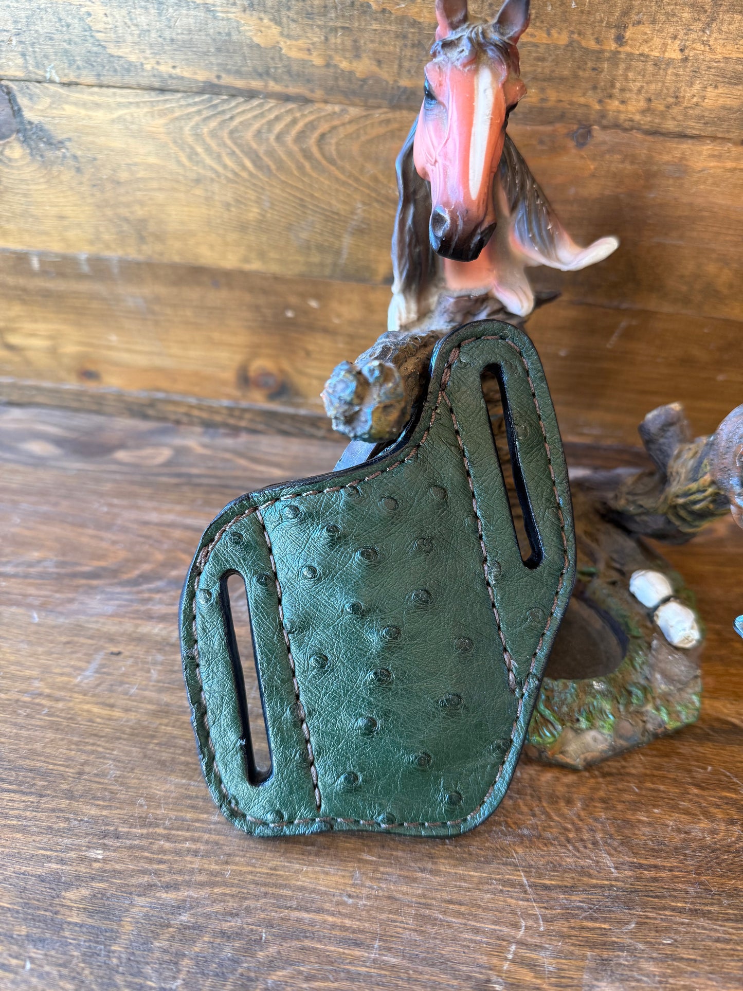 Dark green ostrich knife sheath