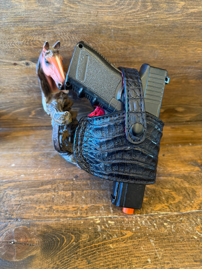 Black/red Crocodile belly skin compact holster ( Glock )
