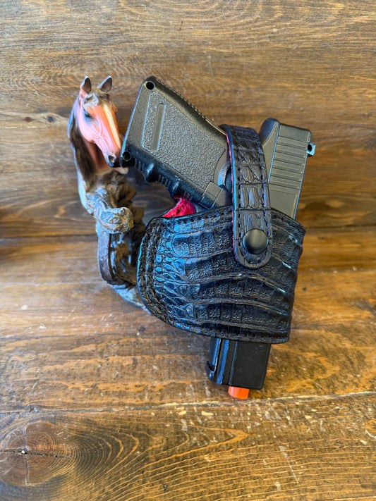 Black/red Crocodile belly skin compact holster ( Glock )