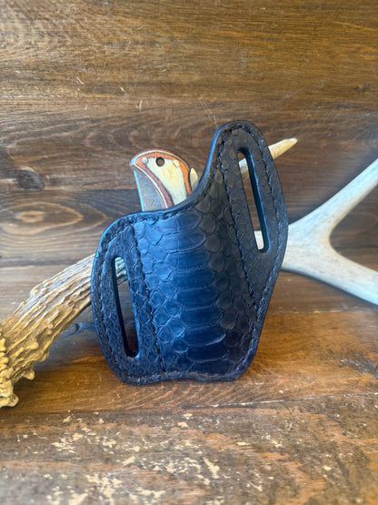 Matte black snake skin knife sheath
