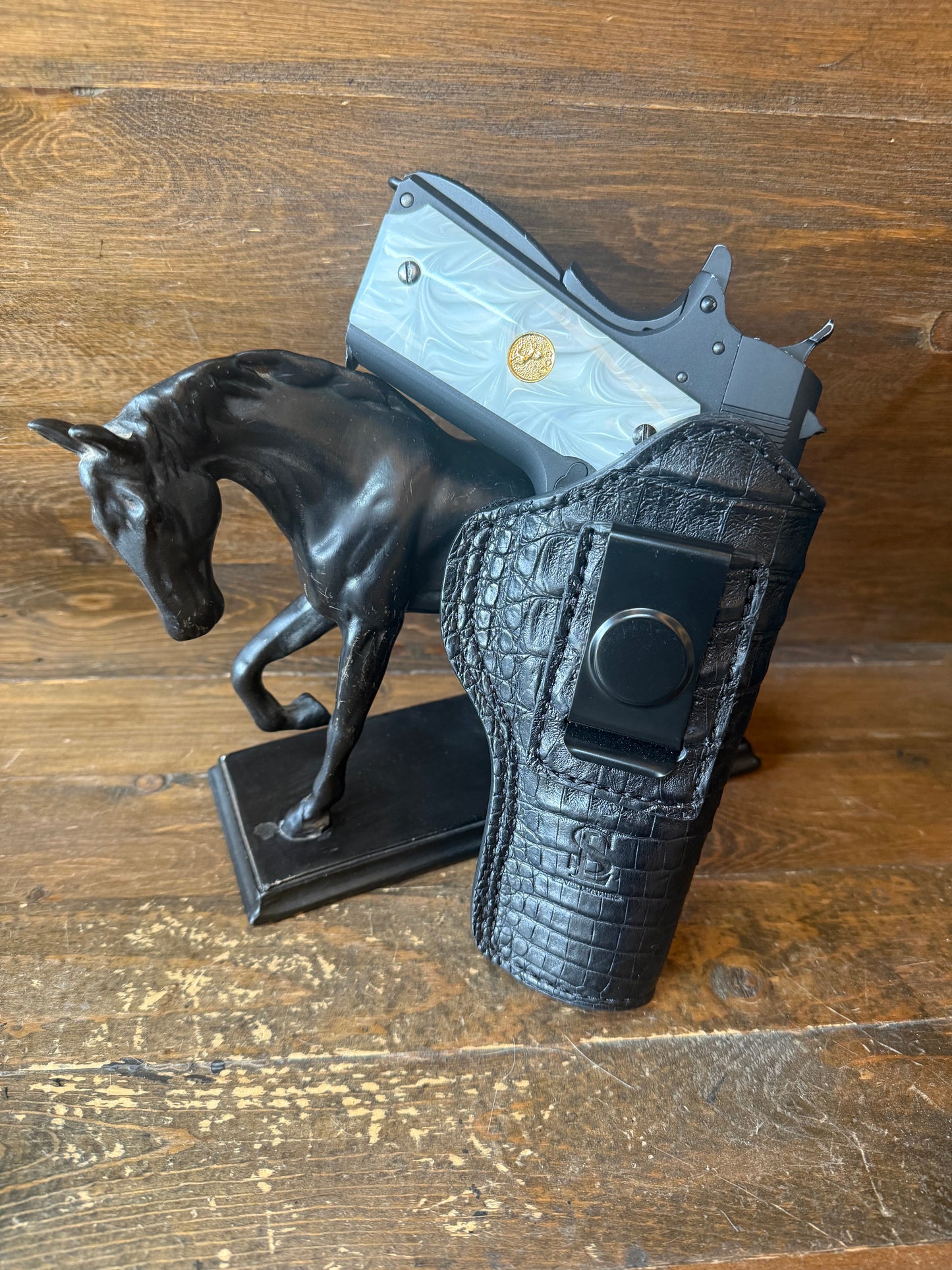 IWB Black crocodile belly luxury holster (1911)