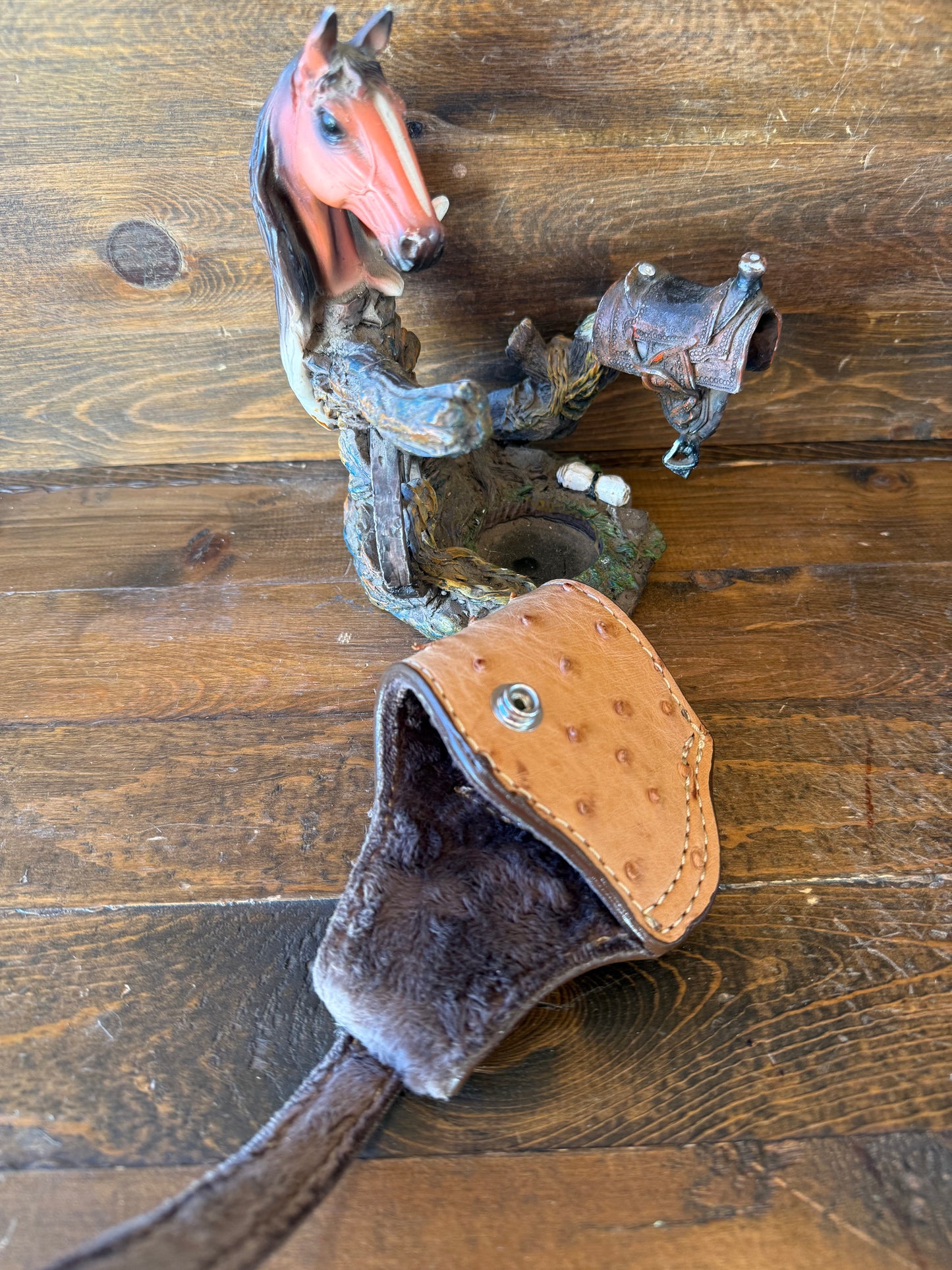 Honey/chrome ostrich skin compact holster (1911)