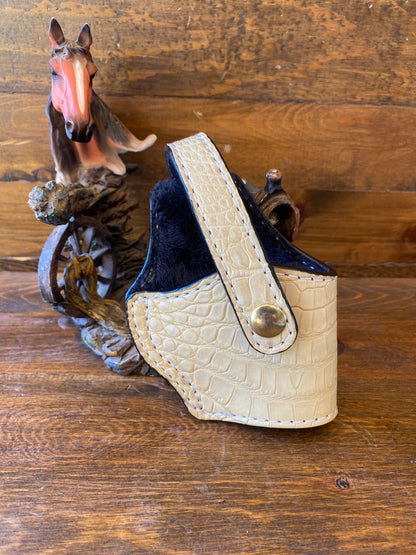 White/Bone color alligator skin compact holster (1911)