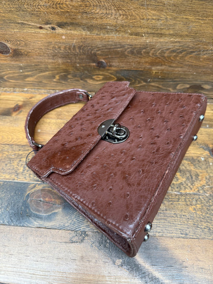 Brown Ostrich skin handbag