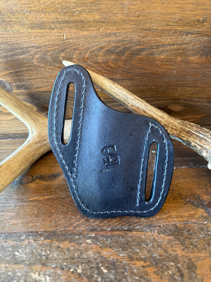 Black/brown cowhide knife sheath