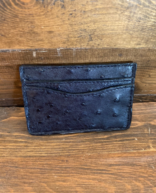 Black full ostrich cardholder