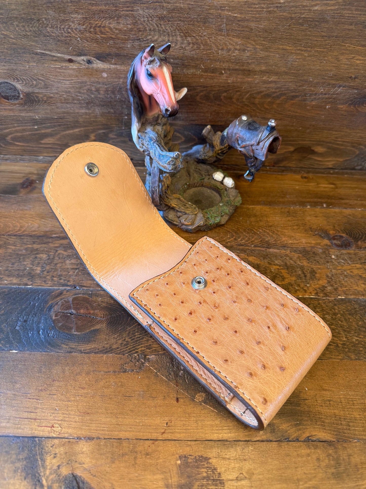 Honey color ostrich skin cellphone holster