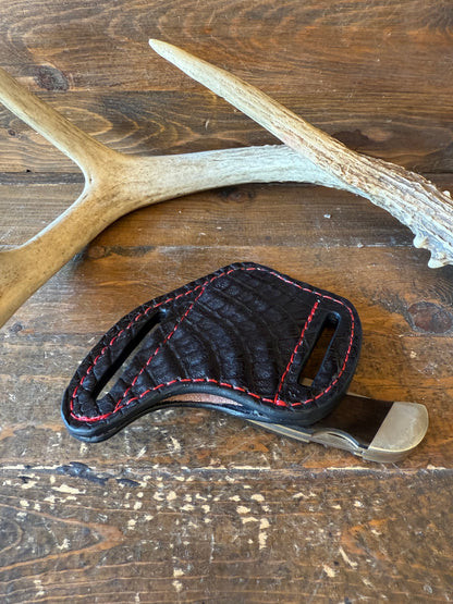 Black/red crocodile skin knife sheath