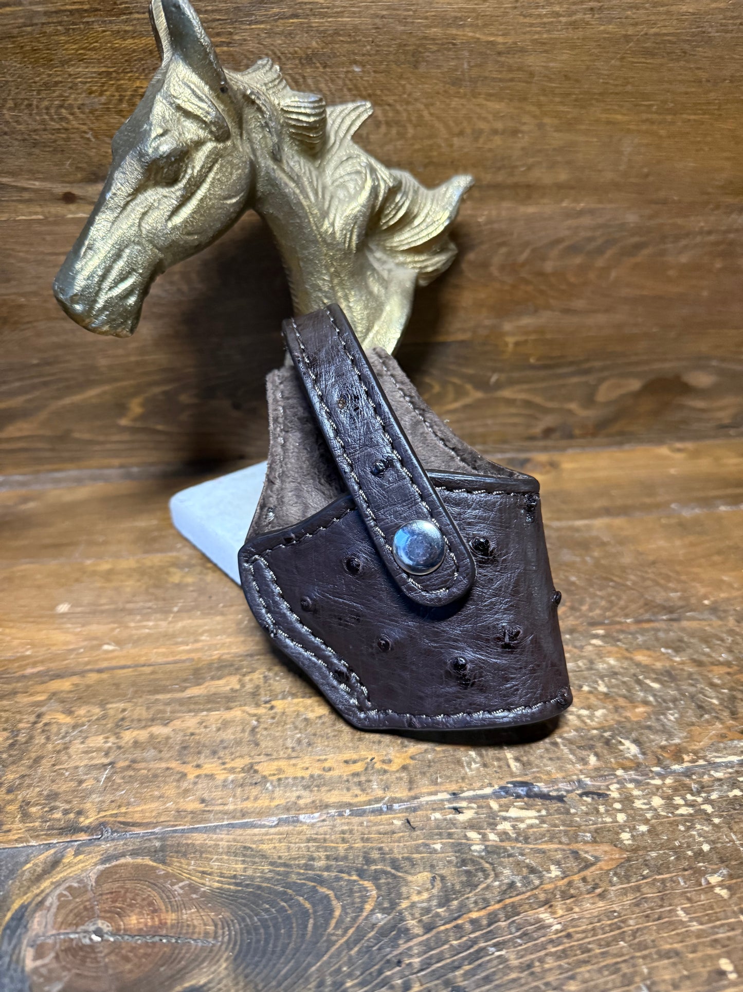 Nicotine Brown/Chrome ostrich skin compact holster ( 1911 ) ( High-Power )