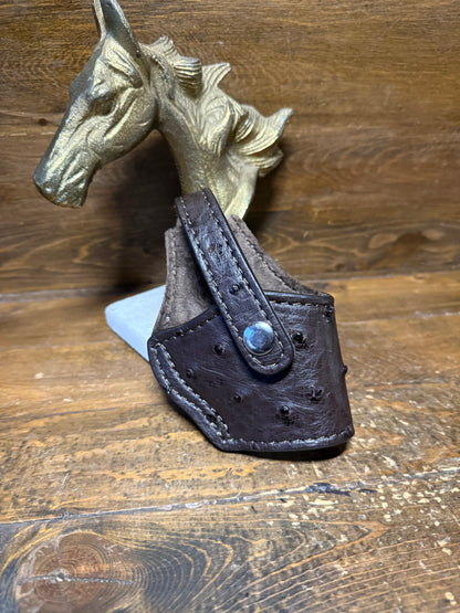 Nicotine Brown/Chrome ostrich skin compact holster ( 1911 ) ( High-Power )