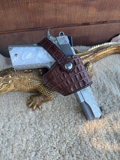 Brown Nile Crocodile Hornback compact holster ( 1911, High-power )