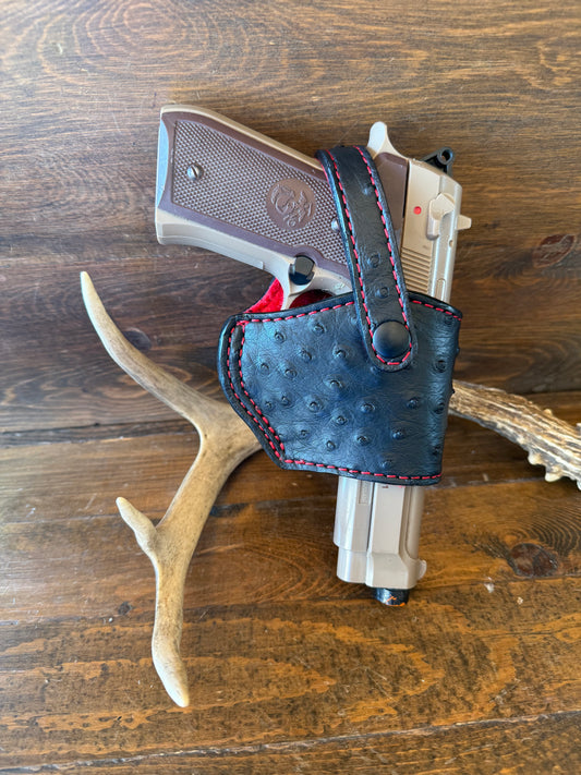 Black/Red Ostrich skin compact holster ( Beretta)