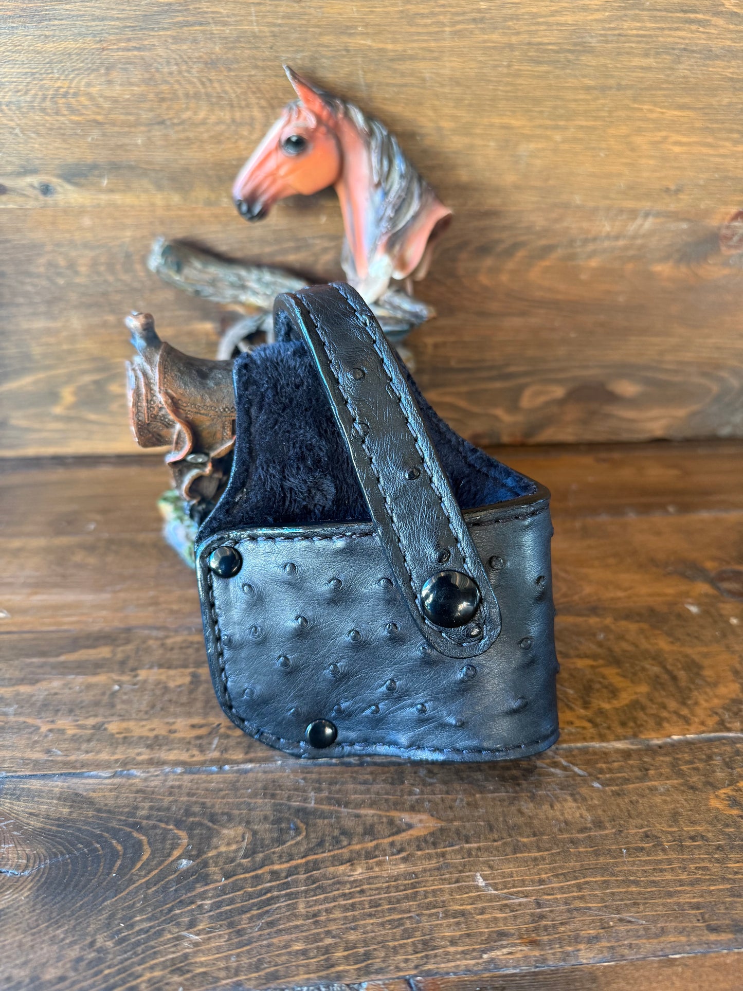 Black/Black Ostrich skin luxury compact holster (1911)